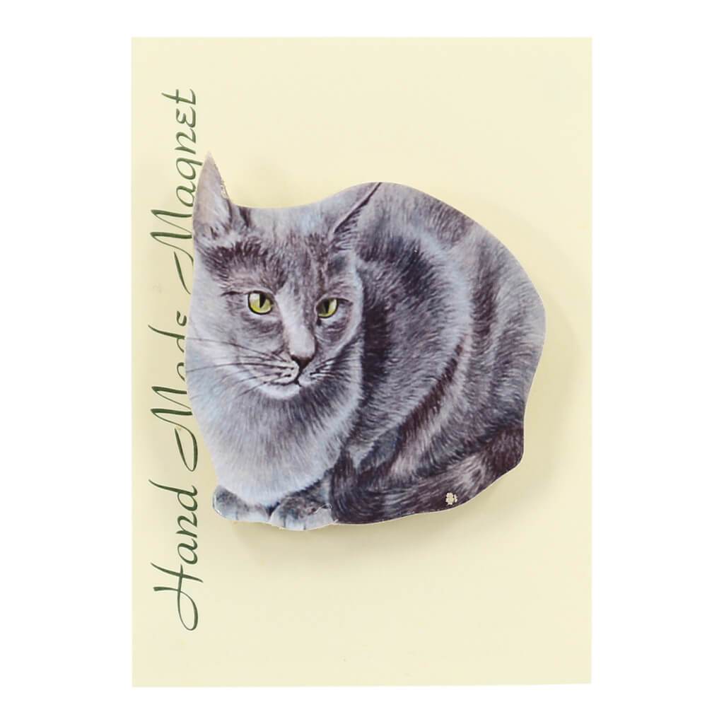 Russian Blue Cat Handmade Fridge Magnet in Gift Packaging