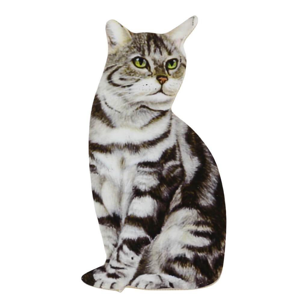 Silver Tabby Cat Handmade Fridge Magnet