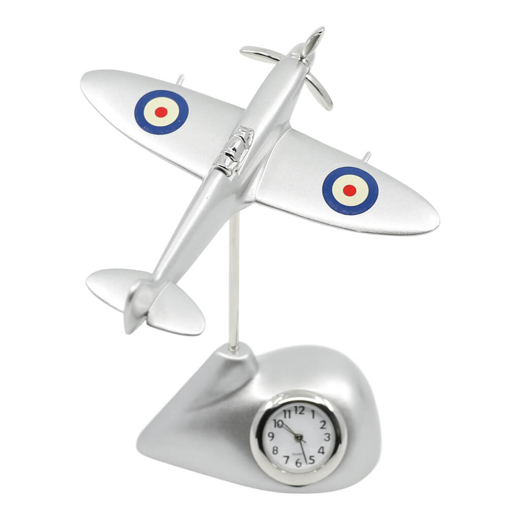Spitfire Airplane Metal Mini Desk Clock