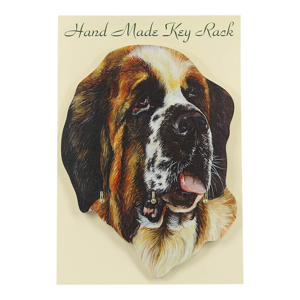 Saint Bernard Dog Handmade Wooden Key Rack