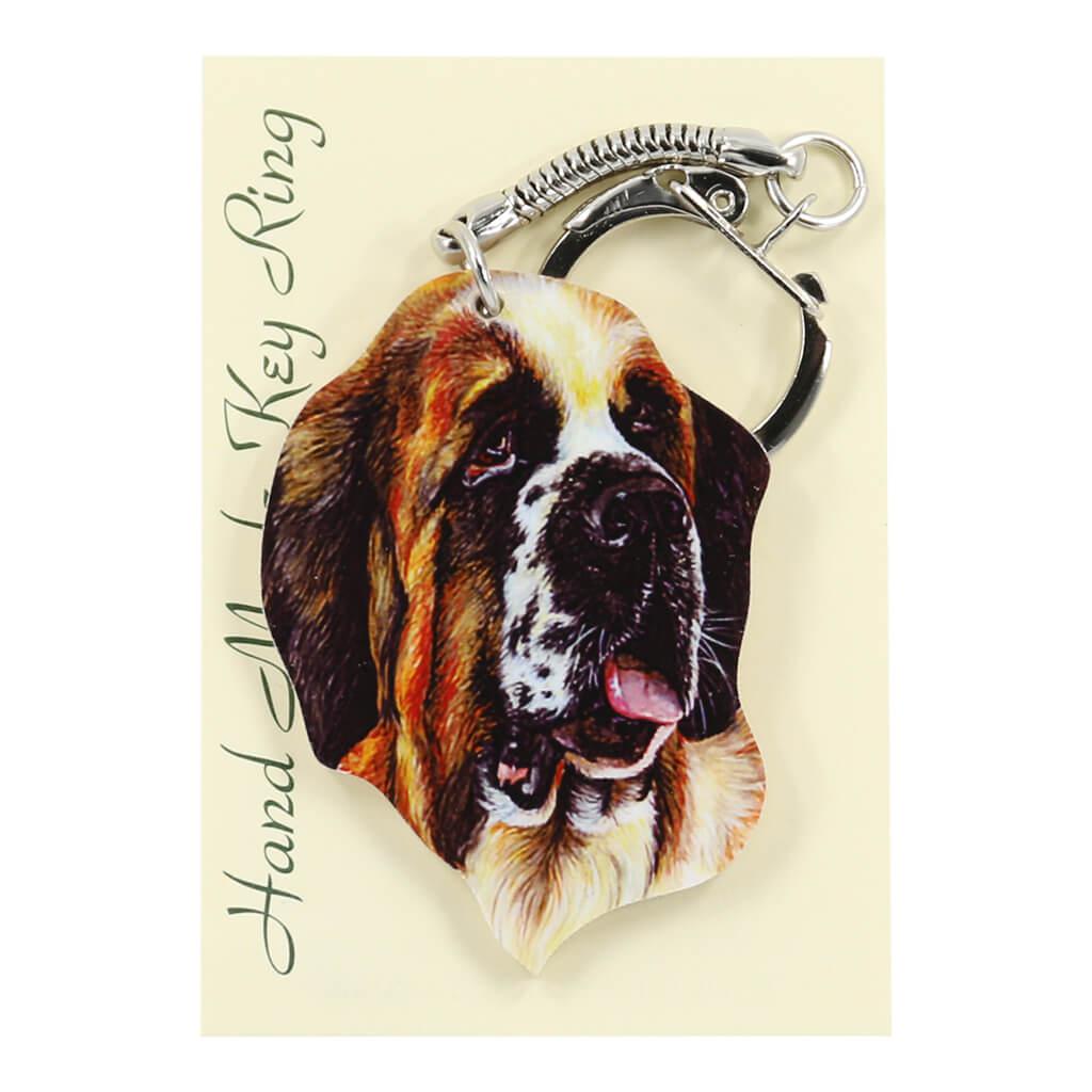 St Bernard Dog Handmade Wooden Keyring