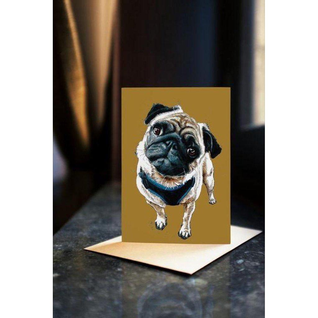 Teddy The Pug Dog Art Greetings Card For All Occasions-Gifts Made Easy