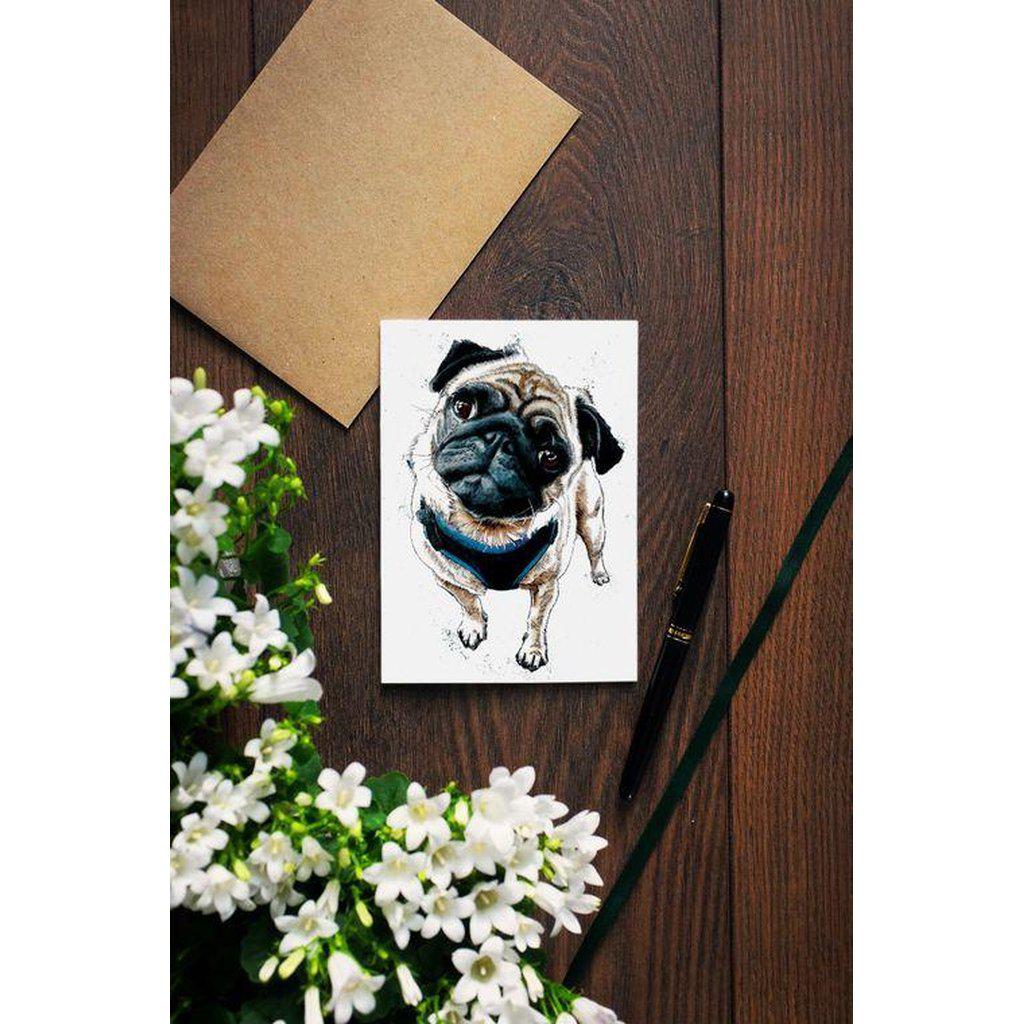 Teddy The Pug Dog Greetings Card For All Occasions-Gifts Made Easy