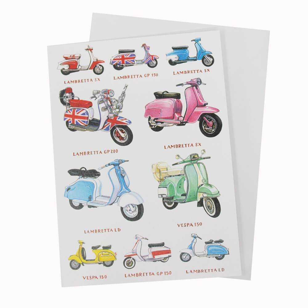 Vespa & Lambretta Scooter Birthday Greetings Card