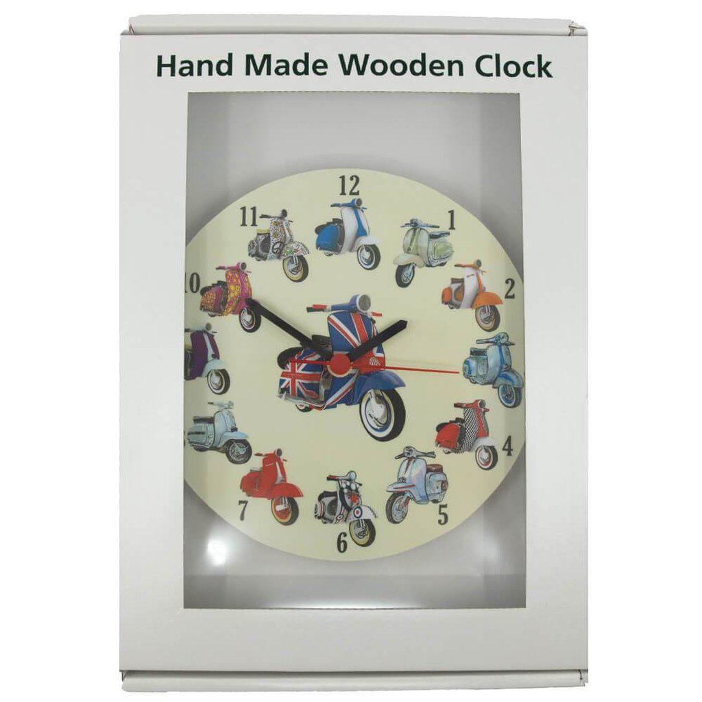 Scooter Collage Clock -Vespa and Lambretta Scooters in Box