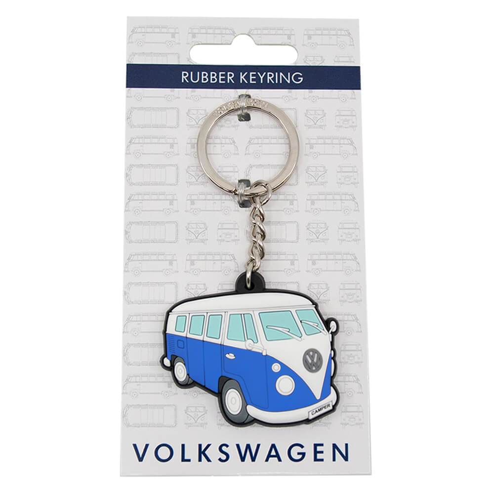 Packaged Blue VW Campervan Splitscreen Rubber Keyring Side View