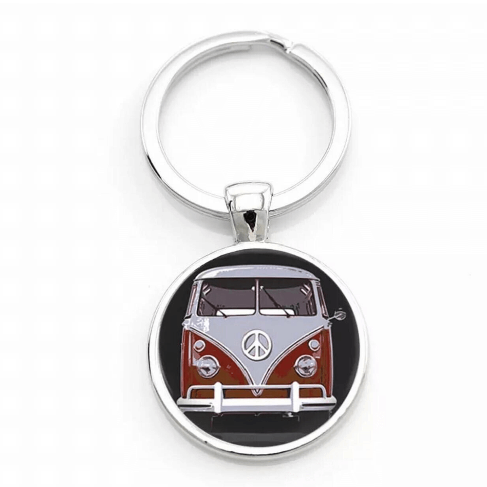 Red Volkswagen Camper Van Style VW Splitscreen Metal Keyring
