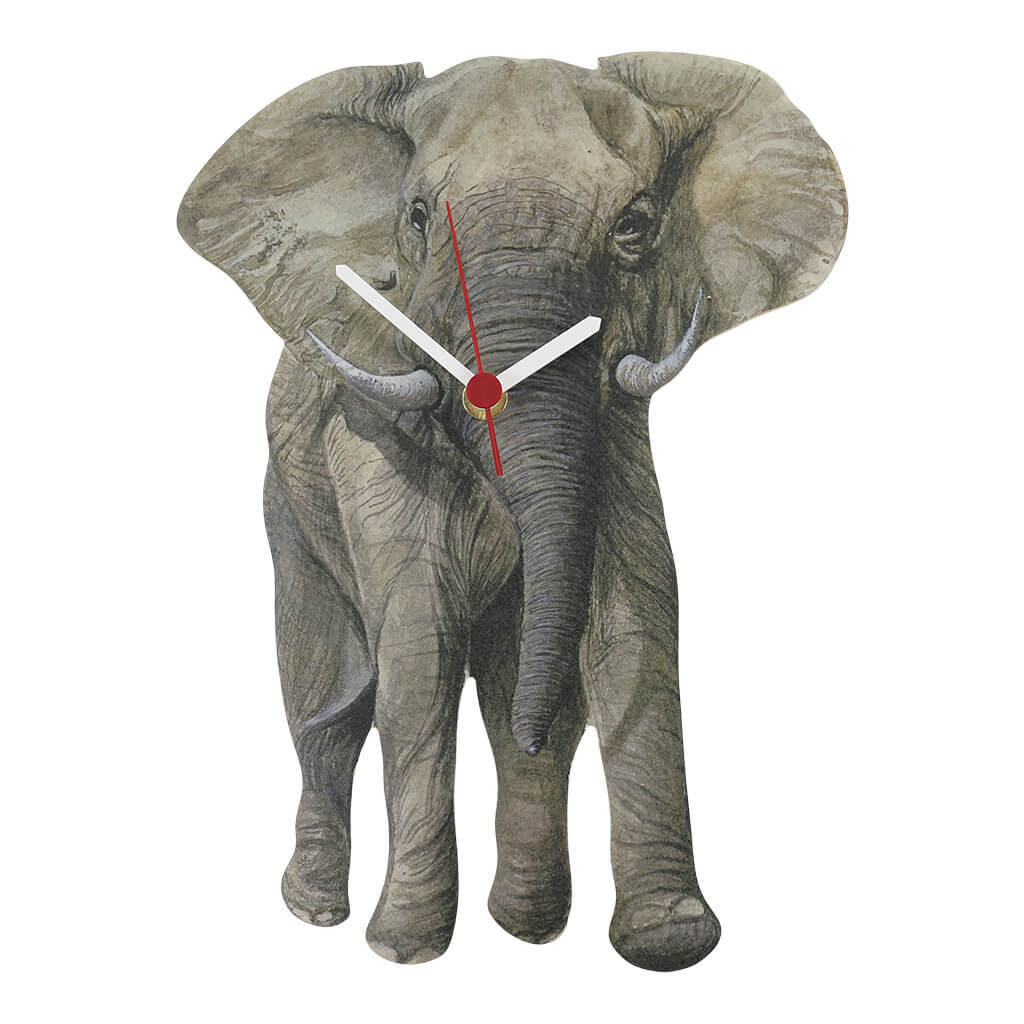 African Elephant Handmade Wooden Wall Clock