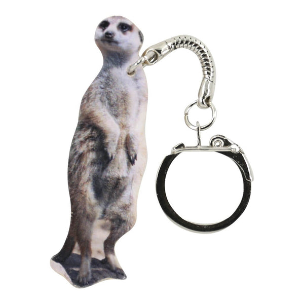 Portachiavi Ciondolo In Legno Nobile Fatto A Mano - Meerkat Scrape - Design Unico, Regalo Originale Per Uomo E Donna - H-Customs