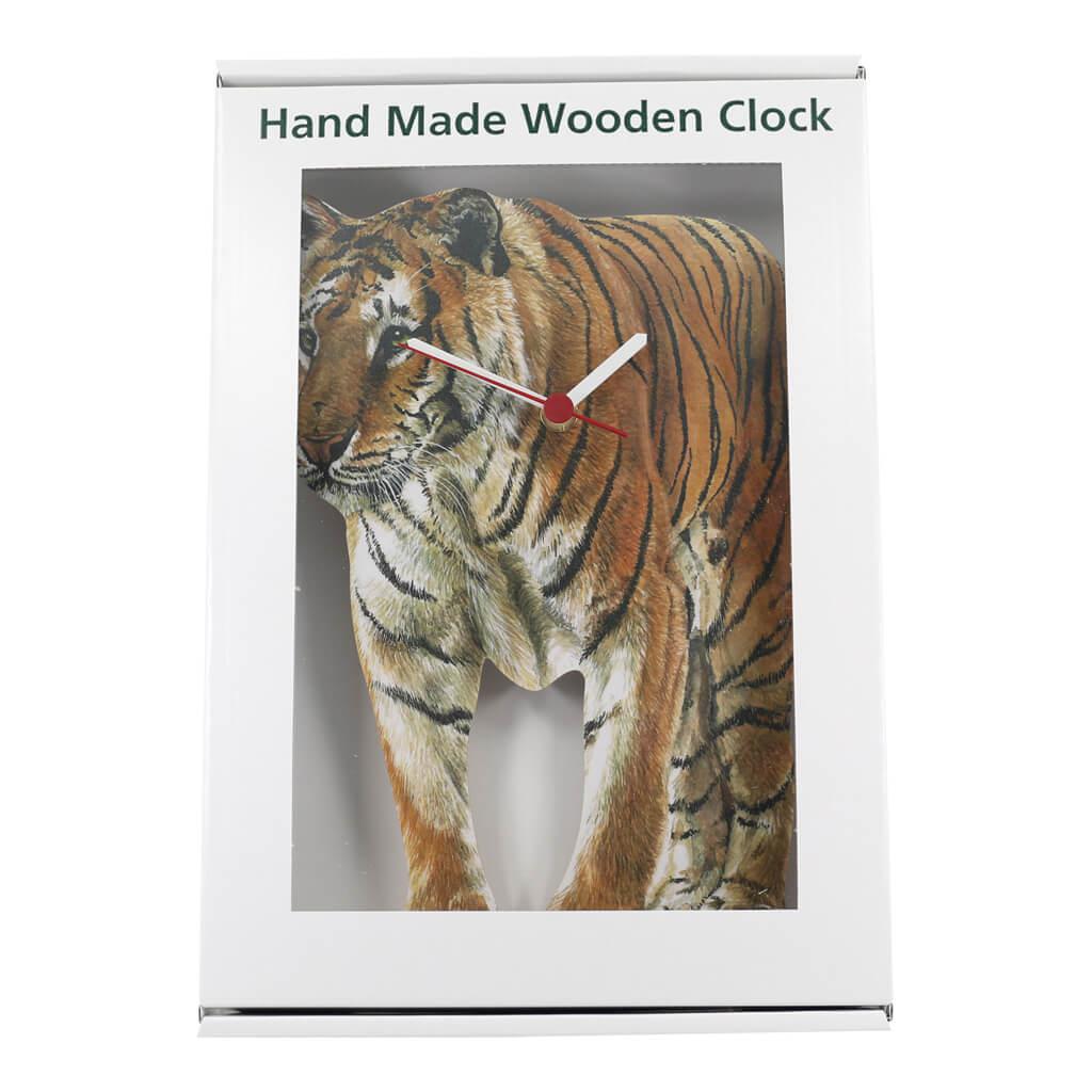 Tiger Clock Handmade Wooden Wall Quartz Clock in Gift Presenation Box