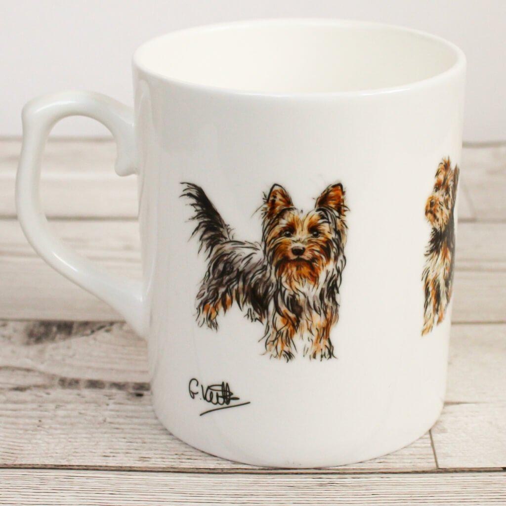 Yorkshire Terrier Dog Hand Printed Bone China Mug Dogs Lovers Gift