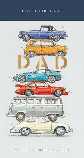 Classic Cars Dad Happy Birthday Card