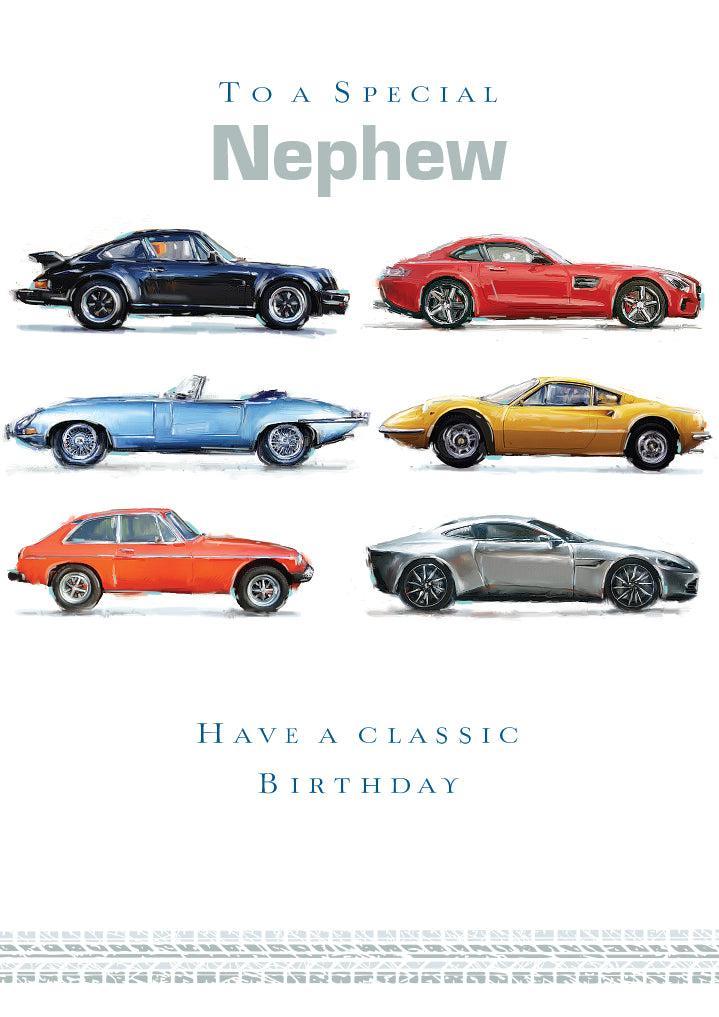 Nephew Happy Birthday Classic Cars Card