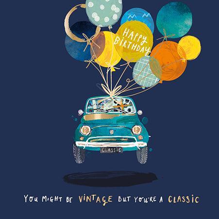 Fiat 500 Classic Car Happy Birthday Card