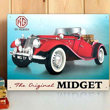 Vintage MG Midget TF Metal Wall Sign Art