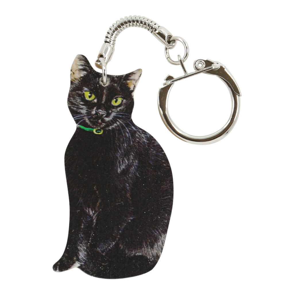 Black Cat Handmade Wooden Keyring
