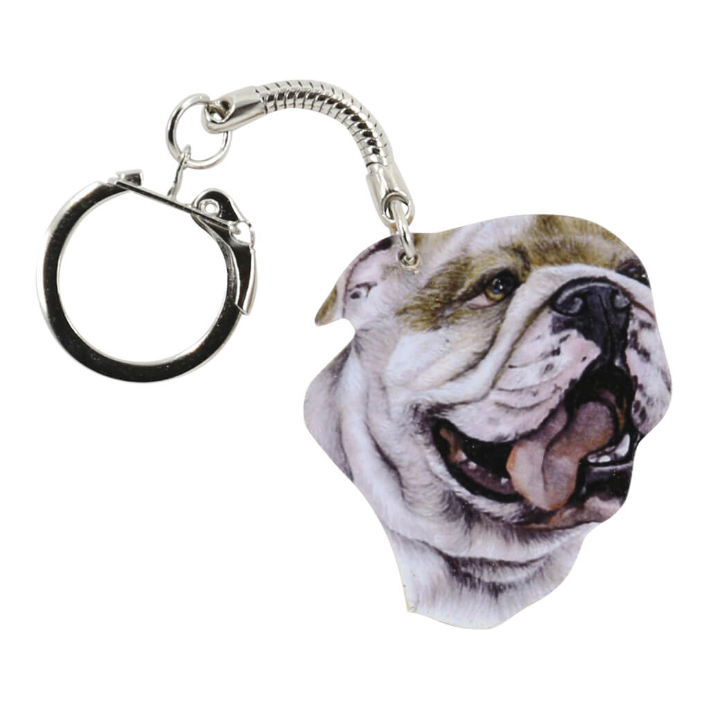 Bulldog Handmade Wooden Keyring