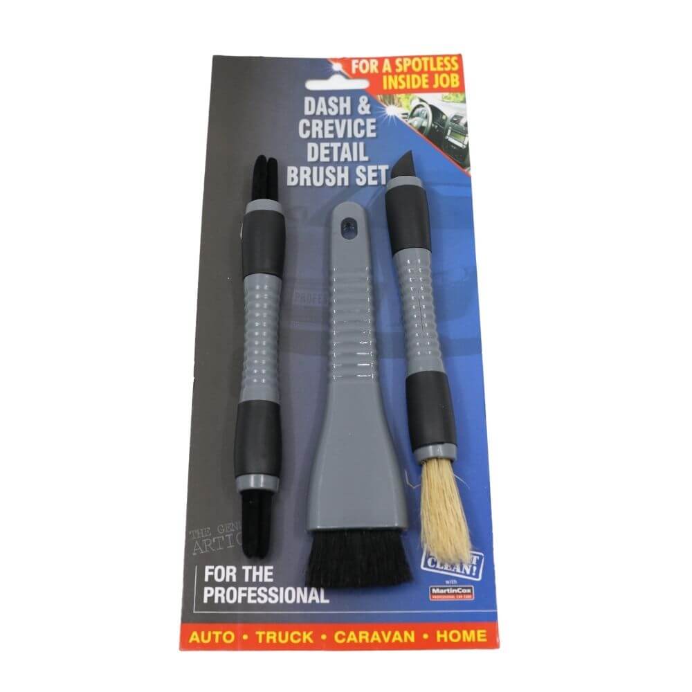3 Piece Car Interior Cleaning Detailing Brush Set in Packaging