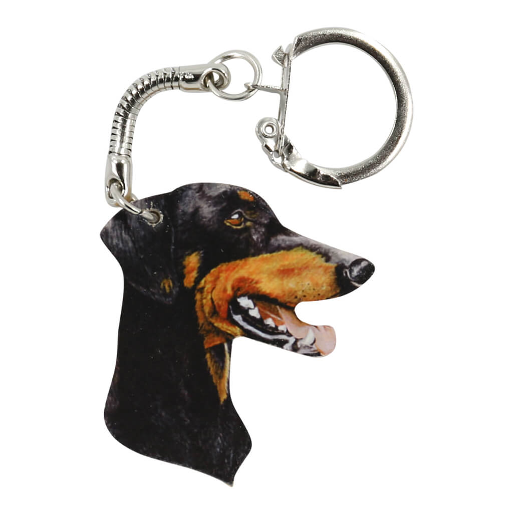 Doberman Dog Handmade Wooden Keyring