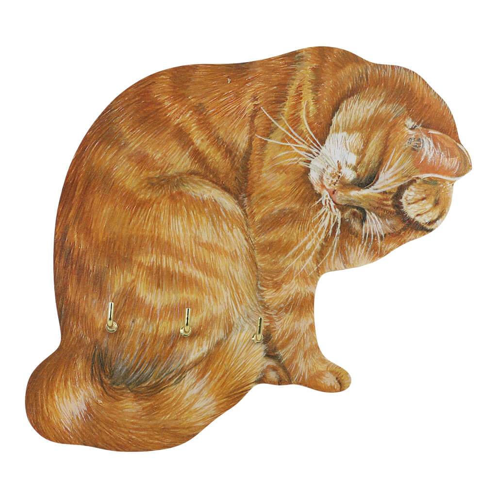 Ginger Tom Cat Handmade Wooden Key Rack
