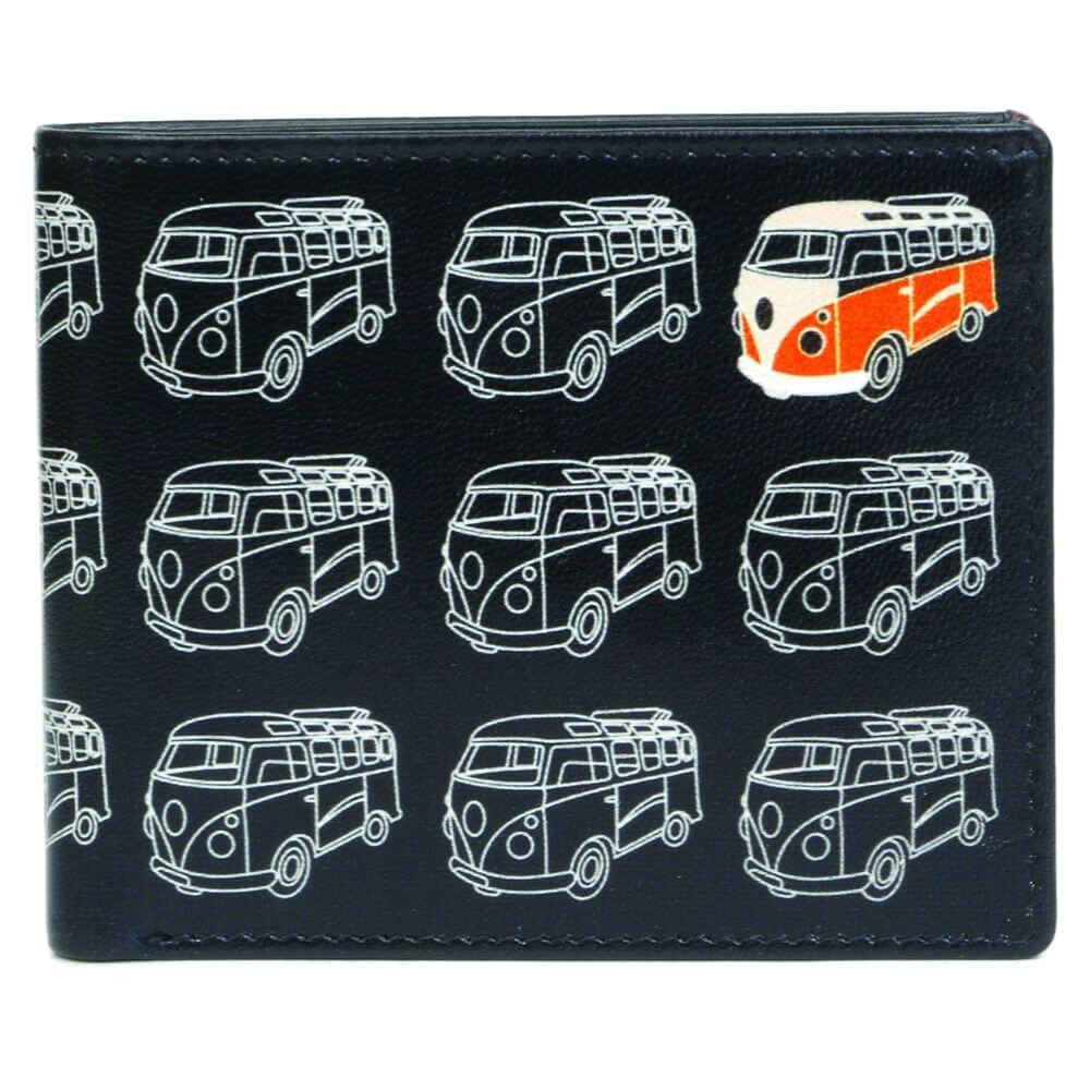 VW Campervan Style Mens Leather Wallet RFID Secure