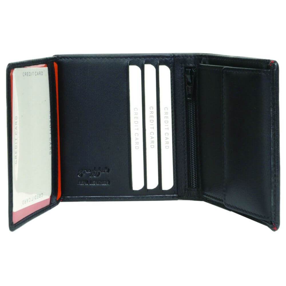 VW Campervan Style Tri Fold Mens Leather Wallet RFID Secure with Coin Pocket