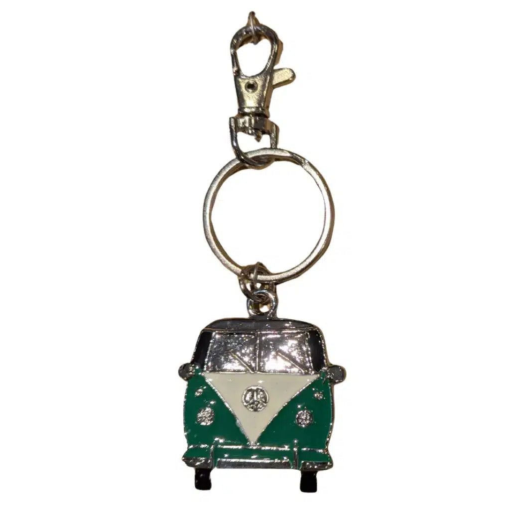 Green VW Inspired Campervan Hand Enamelled Metal Keyring