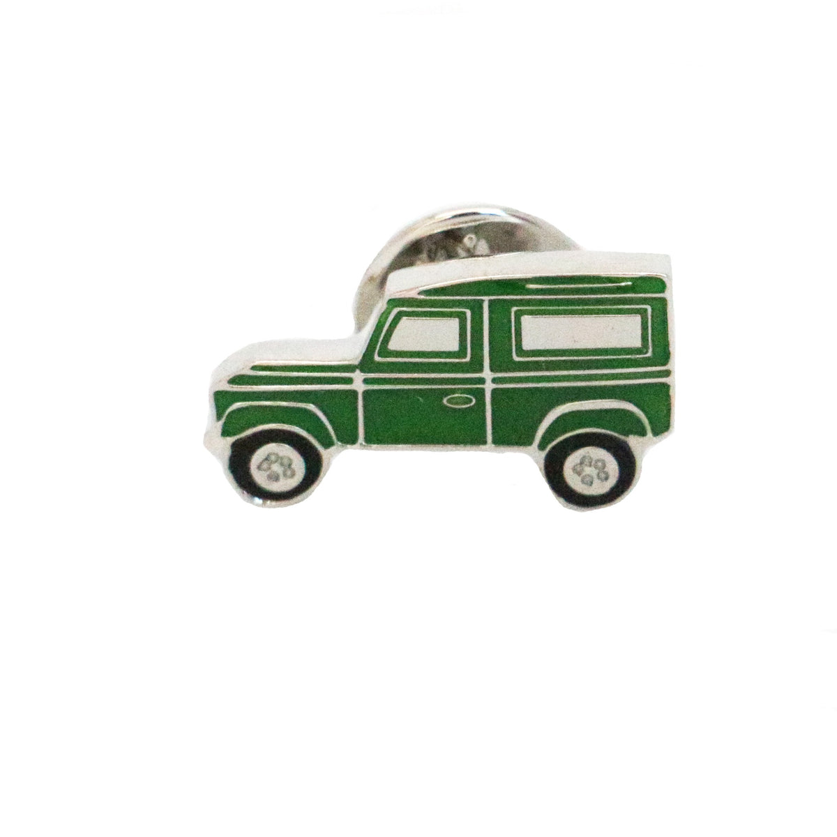 Green Land Rover style lapel pin badge