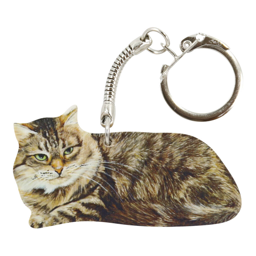 Maine Coon Cat Handmade Wooden Keyring