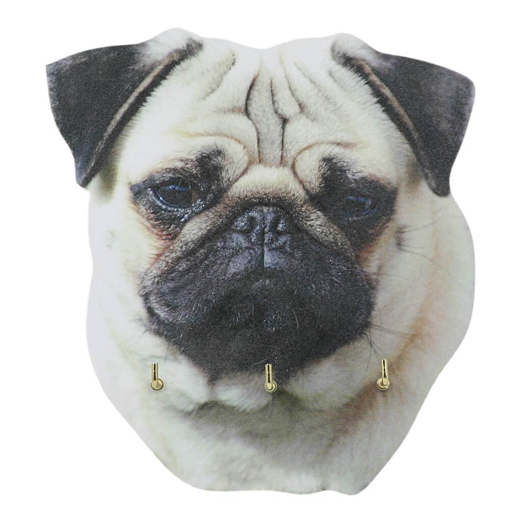 Pug Dog Handmade Wooden Key Rack