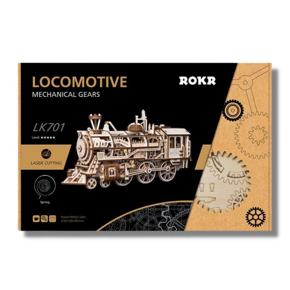 ROKR Locomotive Steam Train Wooden Mechanical Model Kit LK701