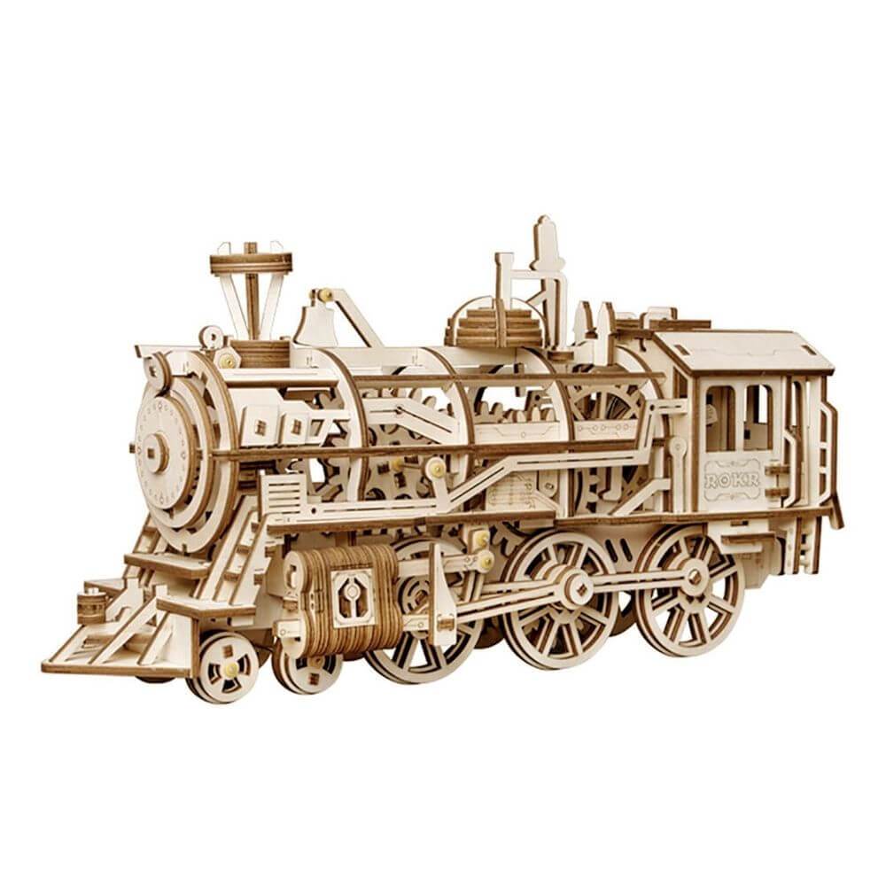 ROKR Locomotive Steam Train Wooden Mechanical Model Kit LK701