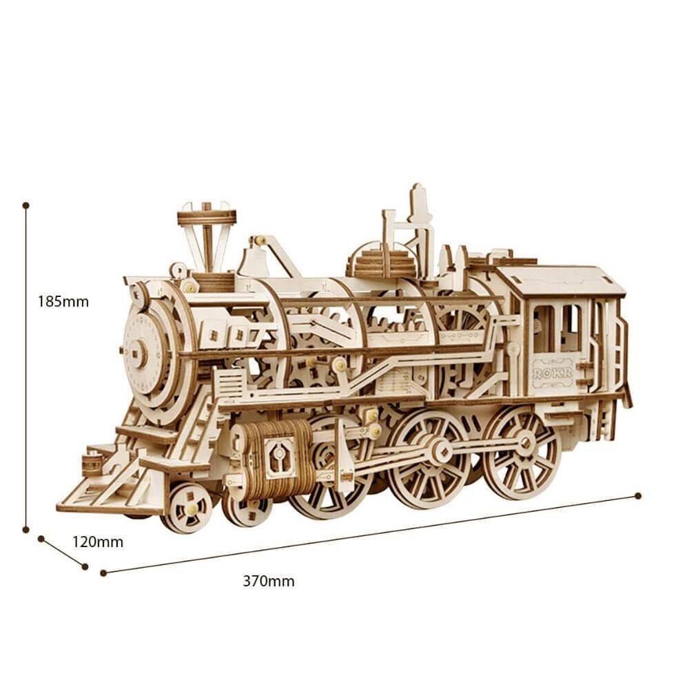 ROKR Locomotive Steam Train Wooden Mechanical Model Kit LK701