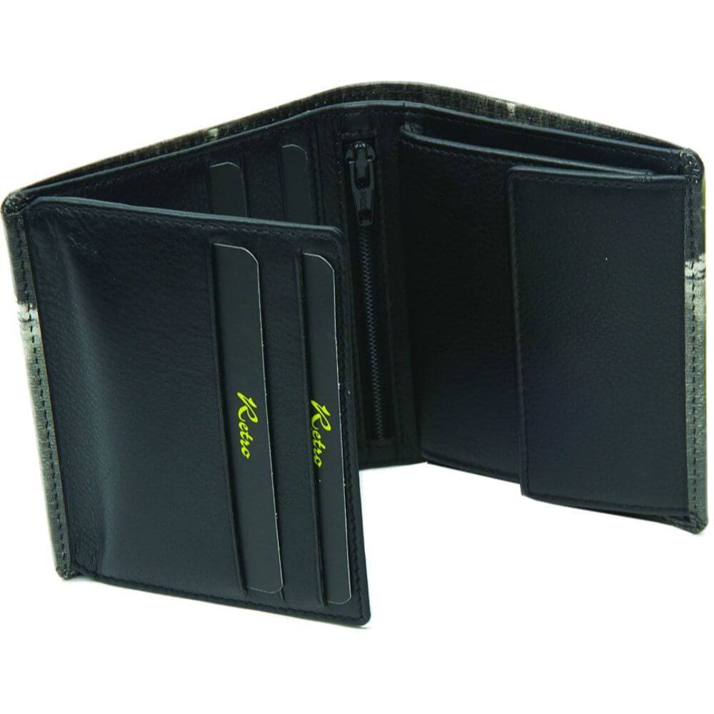 Scooter Tri Fold Mens Leather Wallet Open