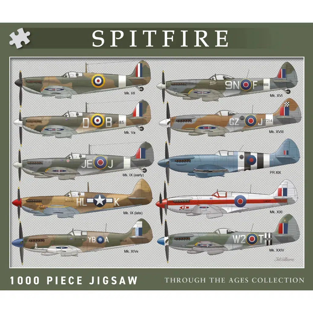 Spitfire Fighter Plane 1000 Piece Jigsaw Puzzle UK Made front image of box