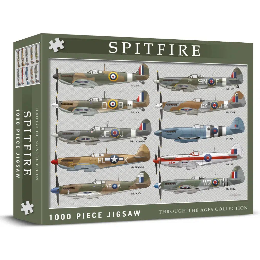 Spitfire Fighter Plane 1000 Piece Jigsaw Puzzle UK Made 2D view of box