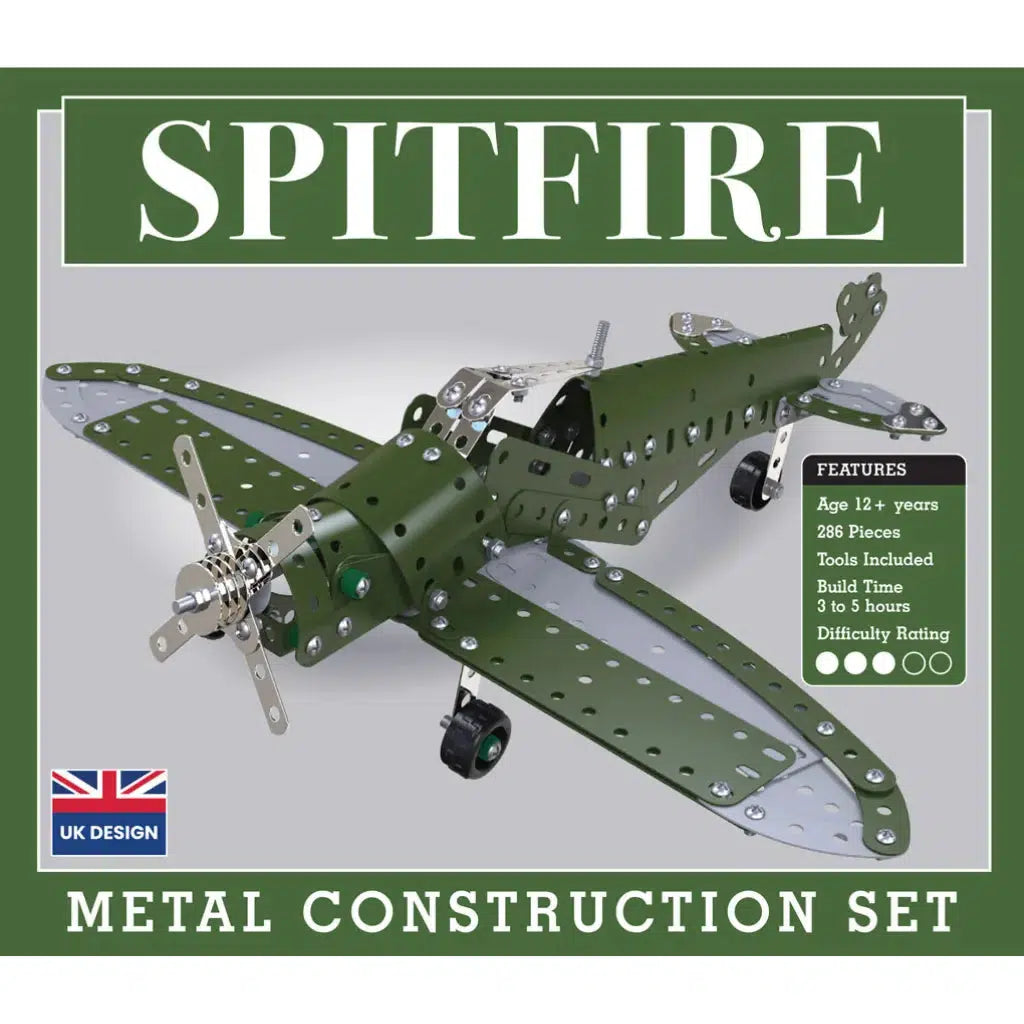 Spitfire Aircraft Metal Mechanical Model Construction Kit Set front of box