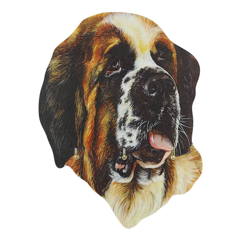 Saint Bernard Dog Handmade Wooden Key Rack