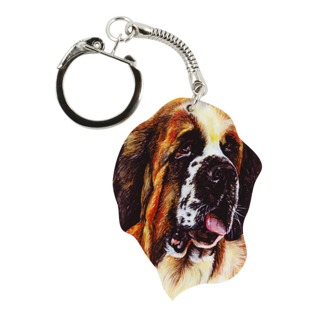 St Bernard Dog Handmade Wooden Keyring