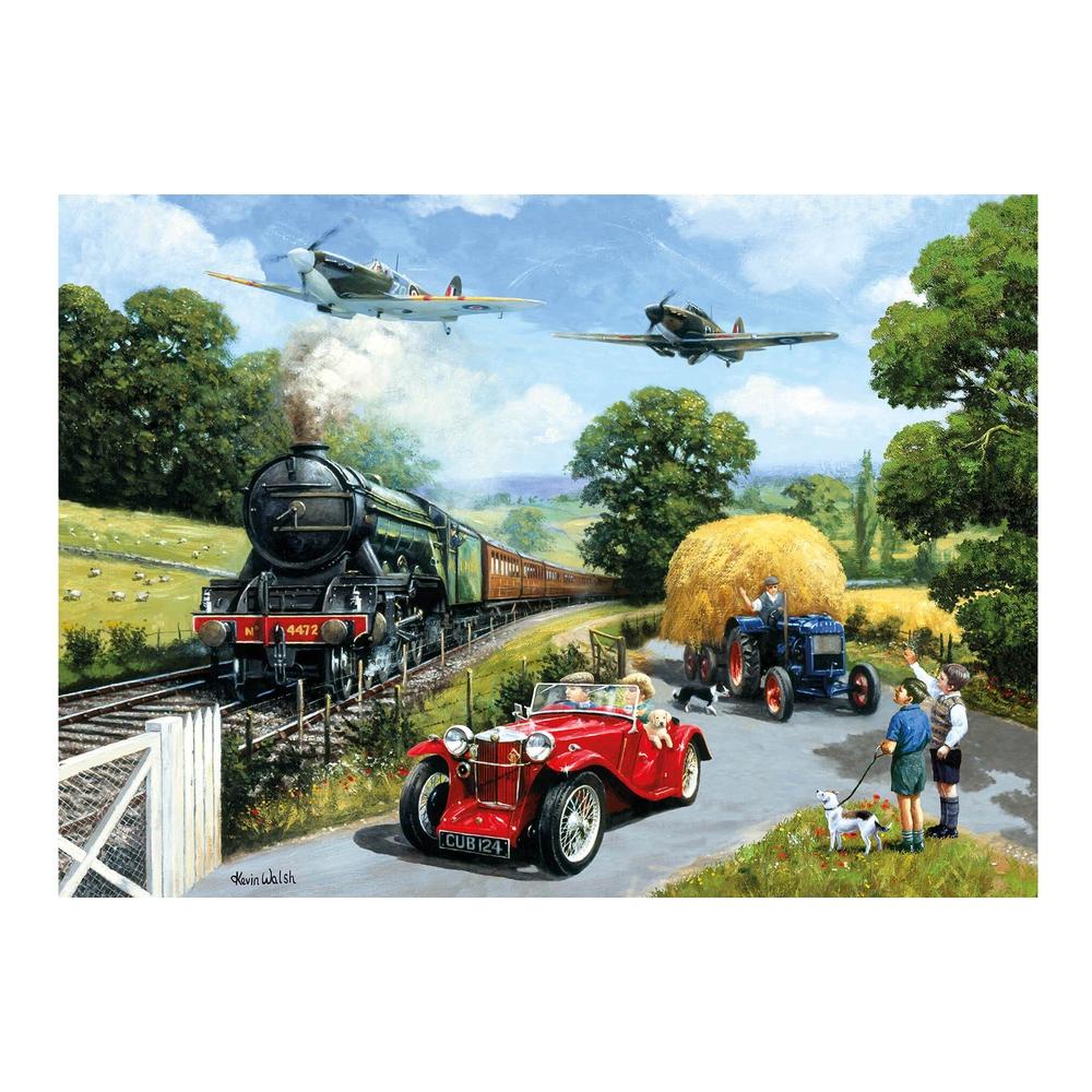 1940&#39;s Steam Train, Panes, Car &amp; Tractor Jigsaw Puzzle 1000 Piece Image of Completed Puzzle Showing Full Picture