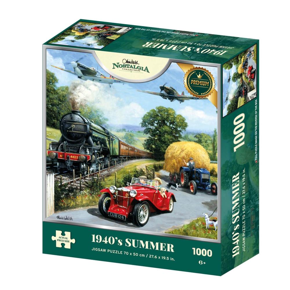 1940&#39;s Steam Train, Panes, Car &amp; Tractor Jigsaw Puzzle 1000 Piece-Boxed