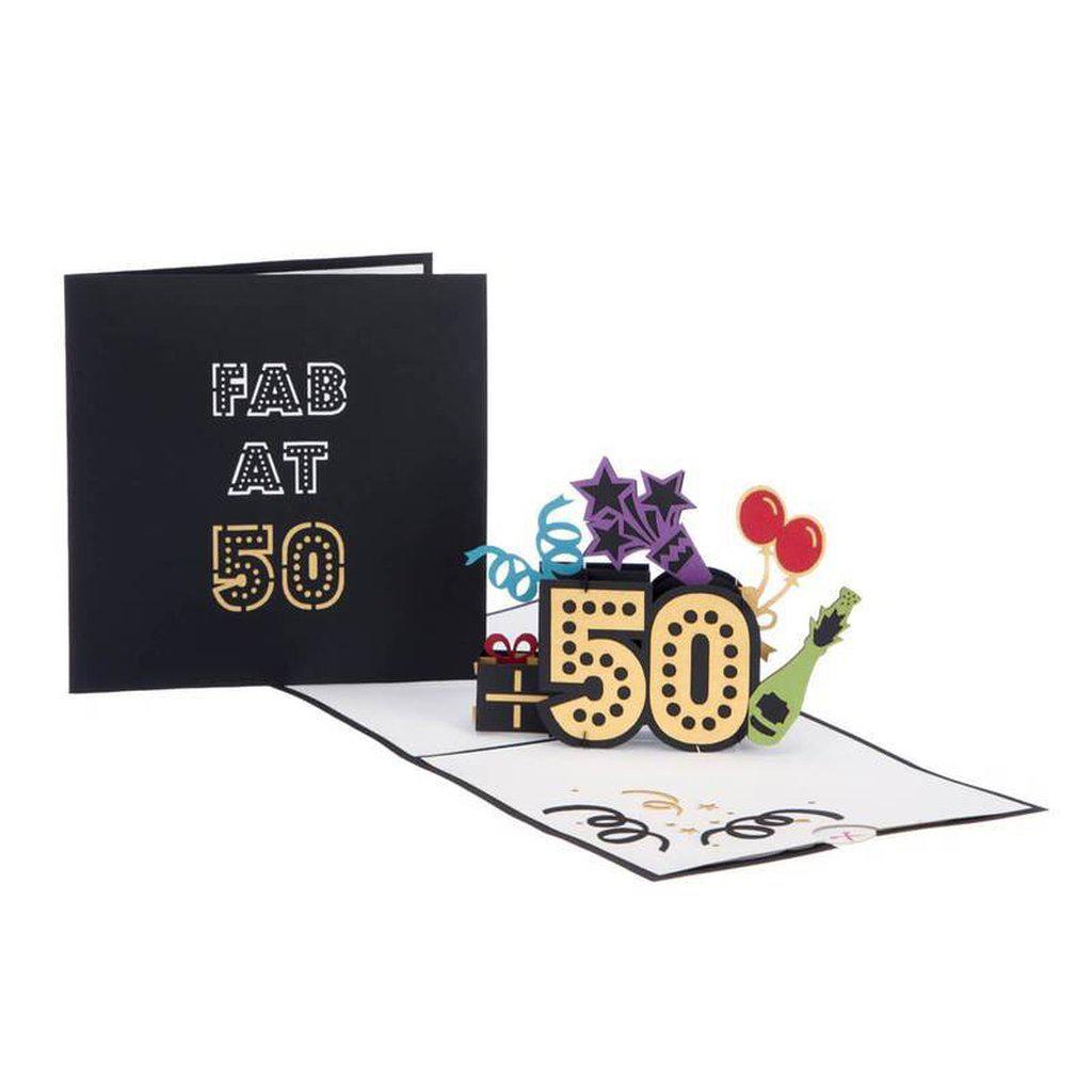 50th Birthday Pop Up Handmade 3D Card showing cover and open card