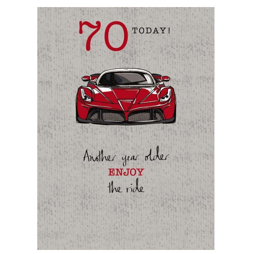 70th Birthday Red Supercar Card