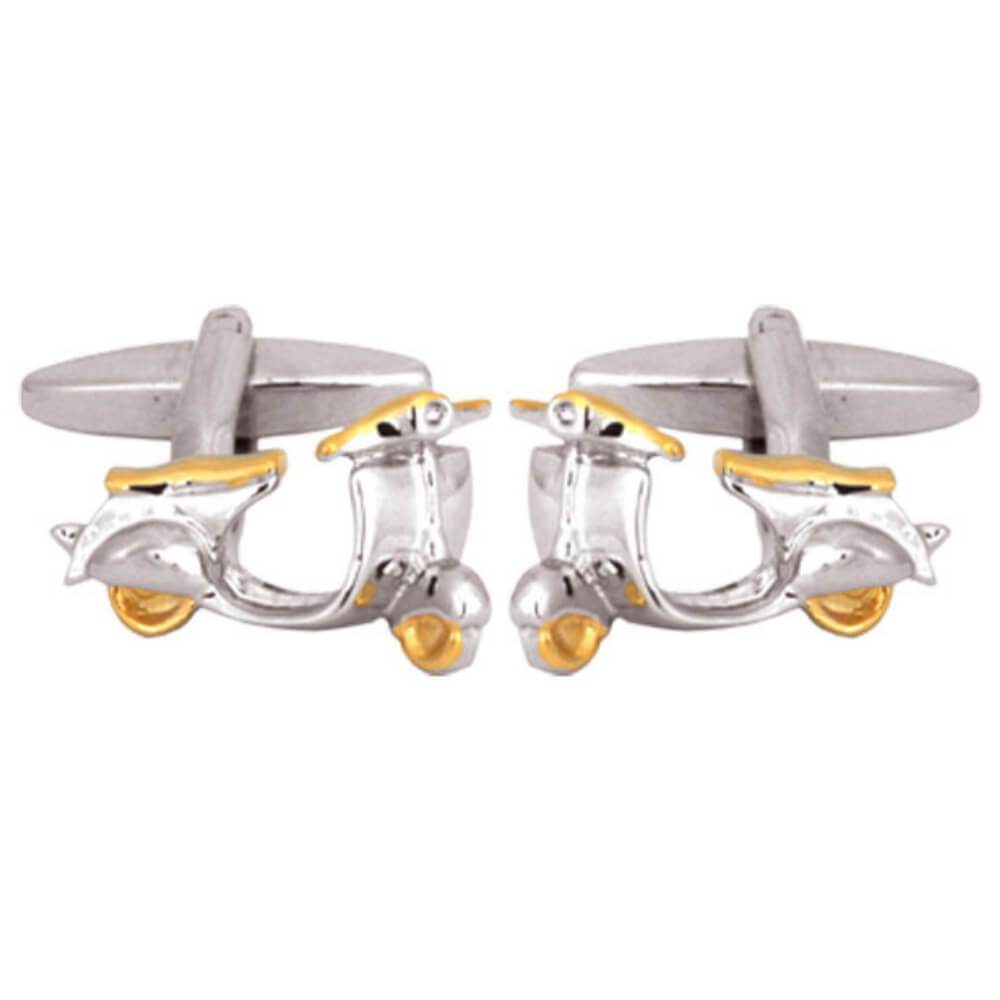 Classic Motor Scooter Vespa Lambretta with Gold Plated Trim Cufflinks Gifts