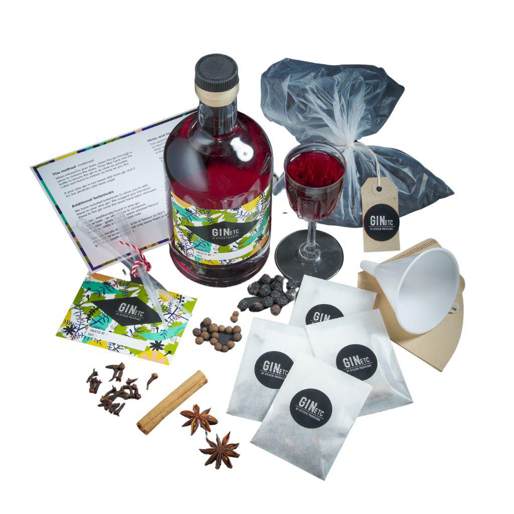 Sloe Gin Making Kit Contents displayed on clear background