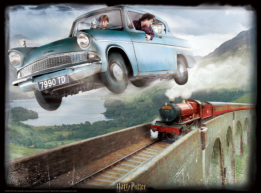 Harry Potter Ford Anglia &amp; Hogwarts Express Train Jigsaw Puzzle 500 Piece