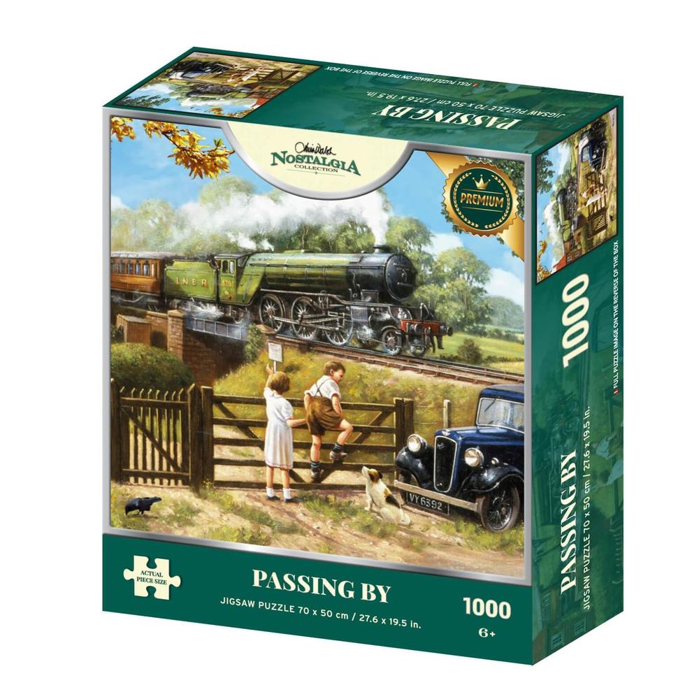 LNER Class V2 Steam Train 4791 and Austin 7 Ruby Jigsaw Puzzle 1000 Piece-Boxed
