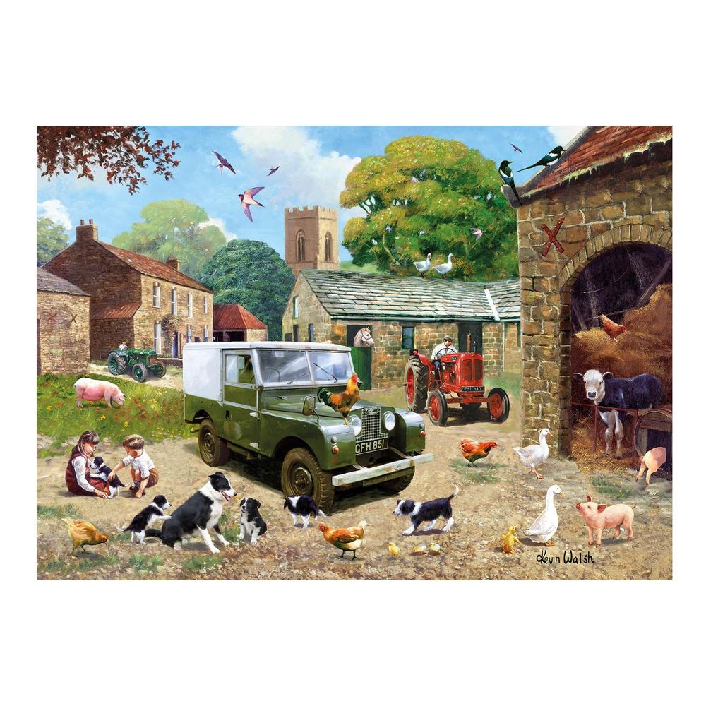Land Rover Series II and Farm Tractor Jigsaw Puzzle 1000 Piece Image of Completed Puzzle Showing Full Picture