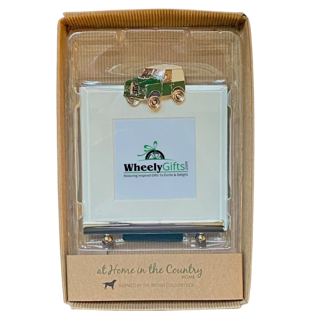 Land Rover Style Hand Enamelled Phot0 Frame Square in Gift Packaging