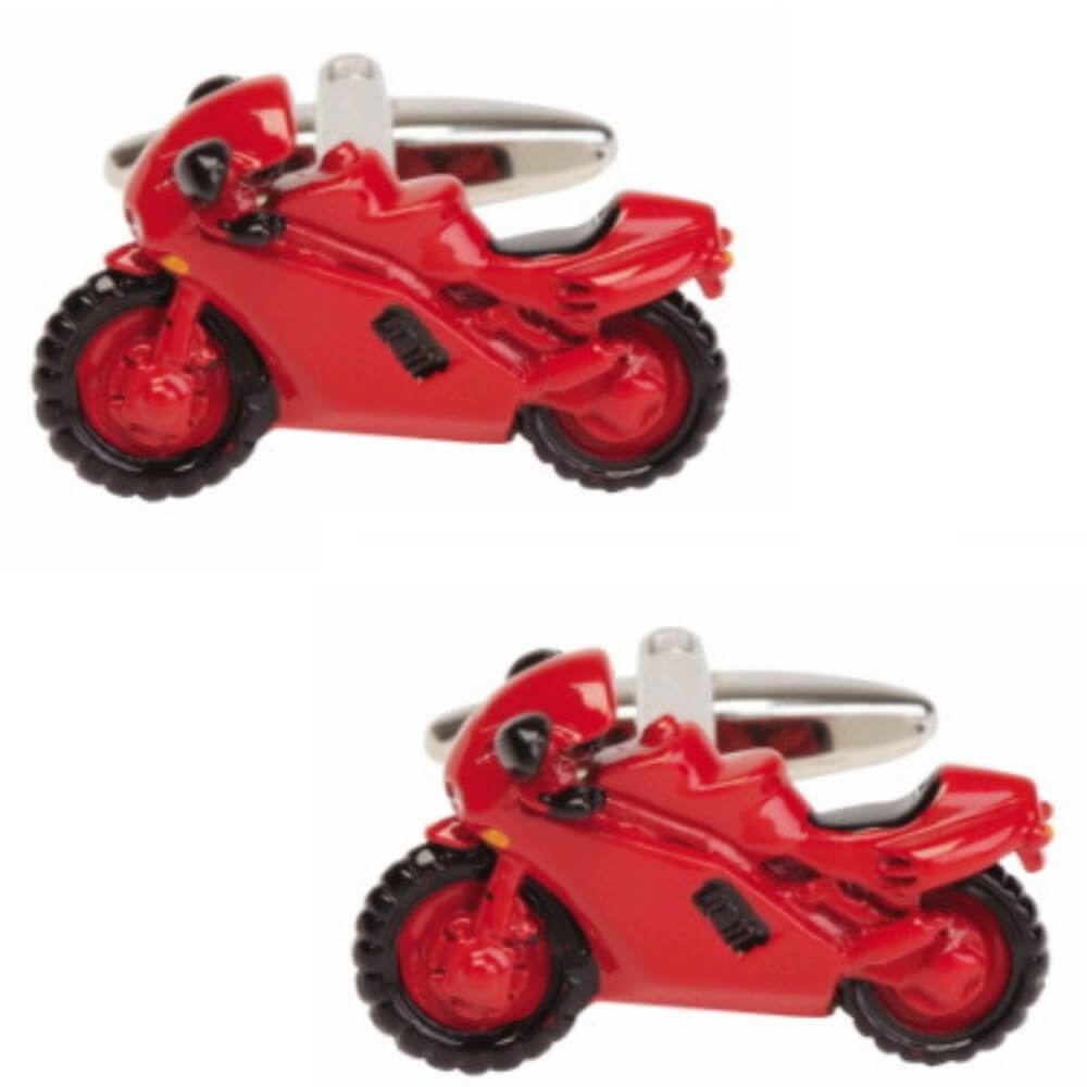 Red Sports Motorbike Motorcycle Cufflinks (90-1460)
